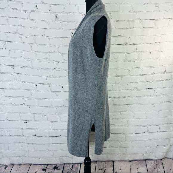 MAX STUDIO GREY 2PLY CASHMERE OPEN FRONT SLEEVELESS SWEATER SIZE(M) - Picture 5 of 8